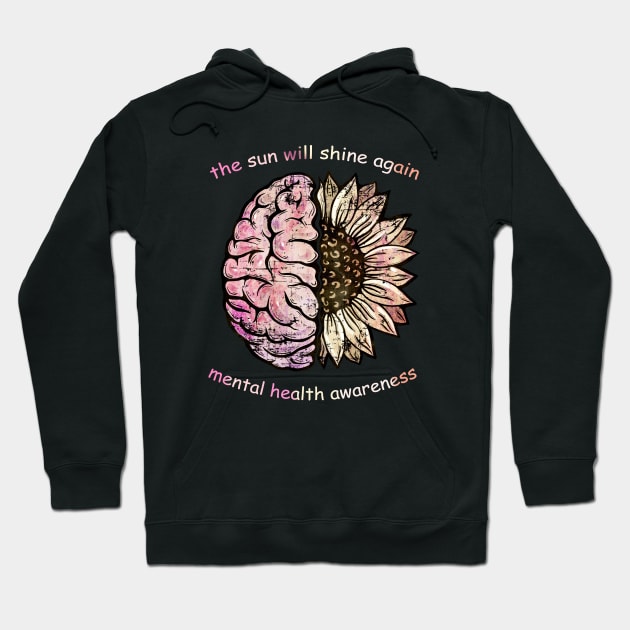 Brain Floral sunflower, Mental Health awareness Hoodie by Collagedream